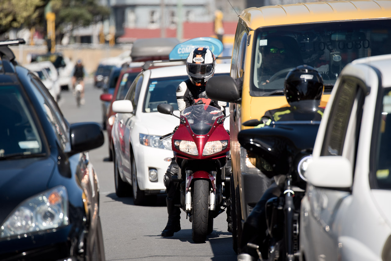 Motorcycles in traffic