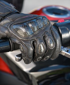 Close up of hand on brake